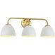 Shepard 3 Light 24.63 inch Modern Brass Vanity Light Wall Light in Matte White