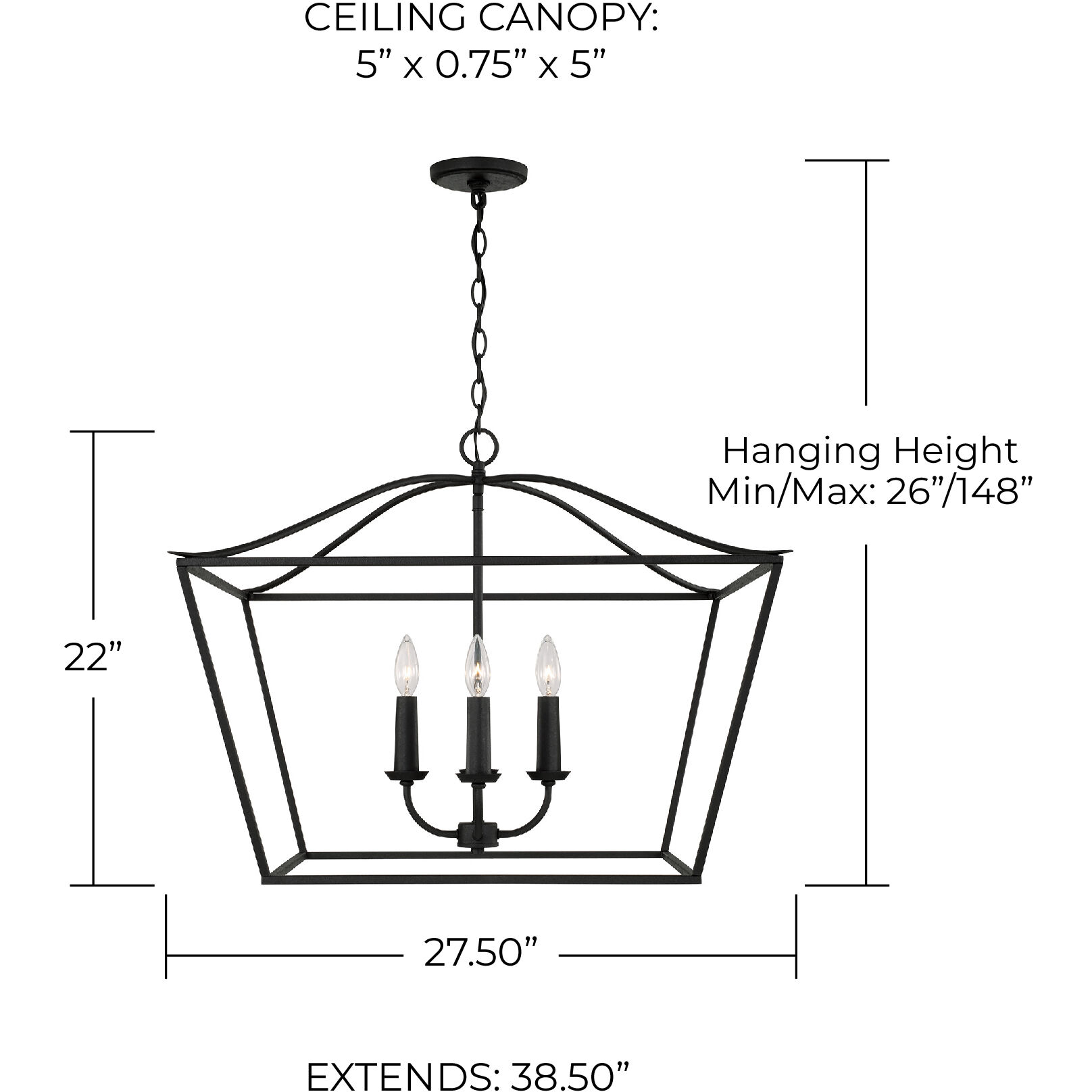 Grady 4 Light 27.5 inch Black Iron Pendant Ceiling Light