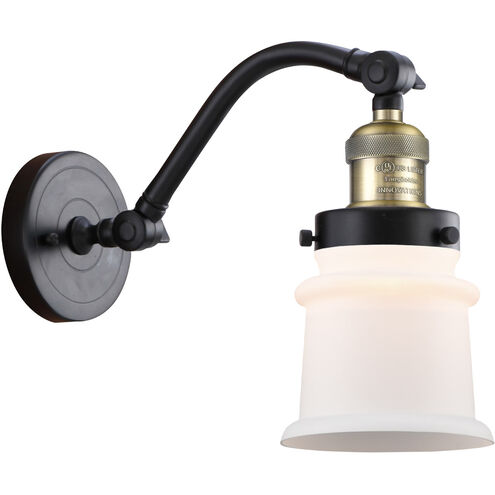 Franklin Restoration Small Canton 1 Light 7 inch Black Antique Brass Sconce Wall Light in Matte White Glass, Franklin Restoration