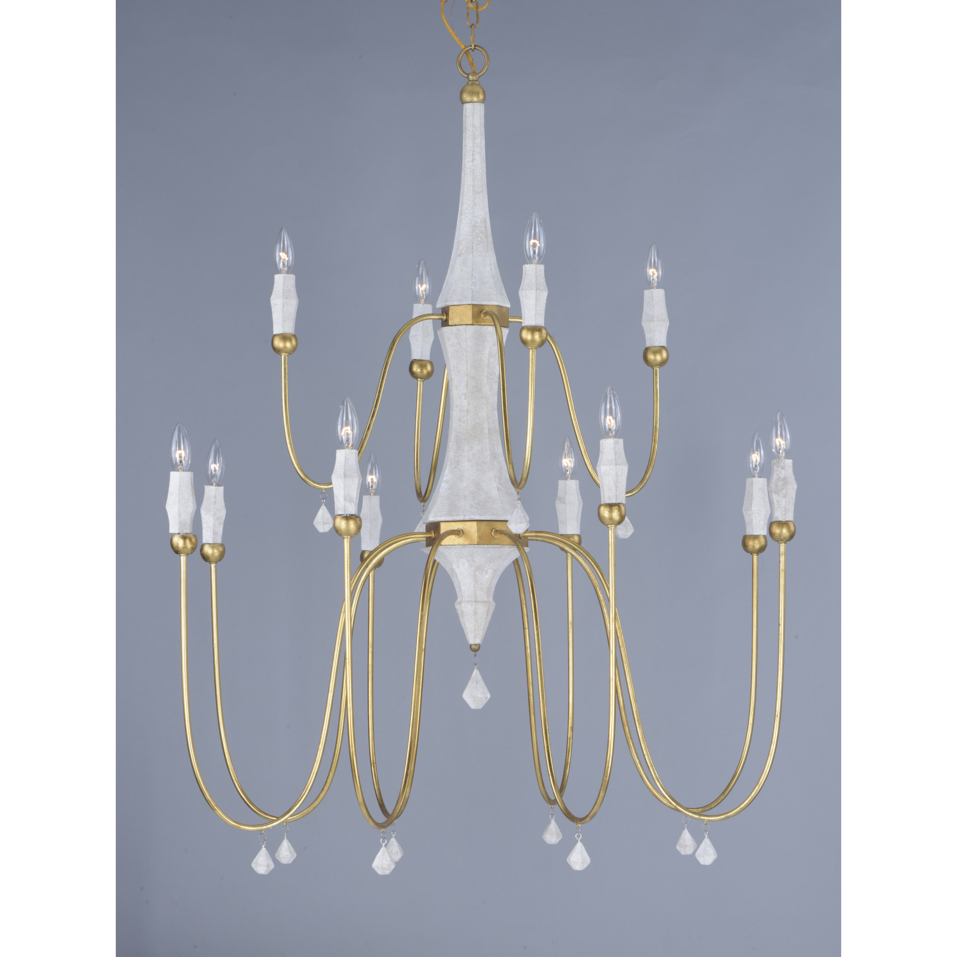 Claymore 12 Light 40.25 inch Claystone/Gold Leaf Chandelier Ceiling Light