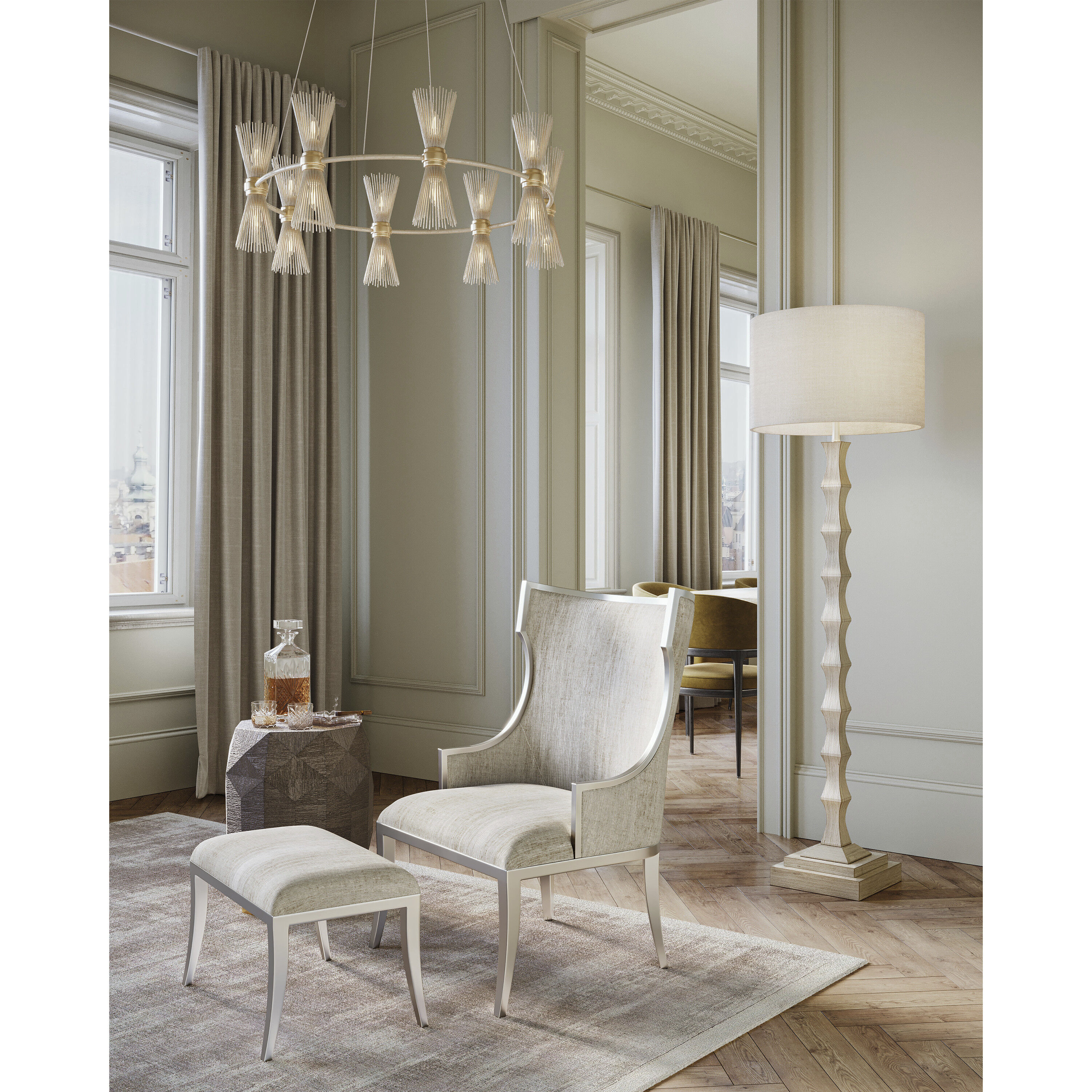 Lyndhurst 63.25 inch 150 watt Silver Leaf Floor Lamp Portable Light