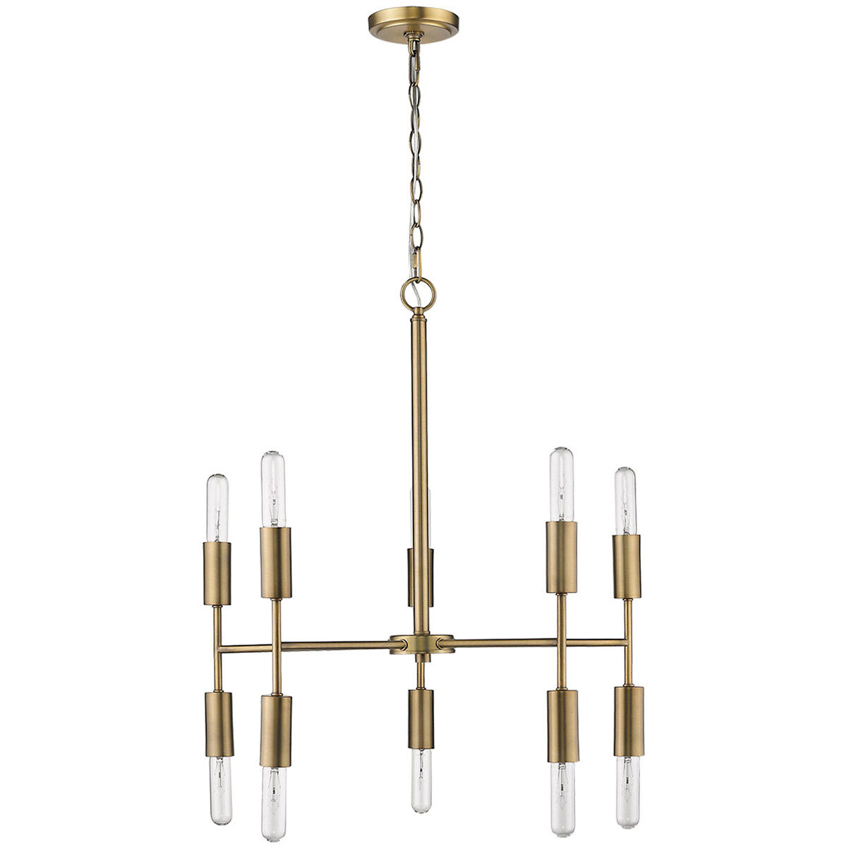 Perret 10 Light 26 inch Aged Brass Chandelier Ceiling Light