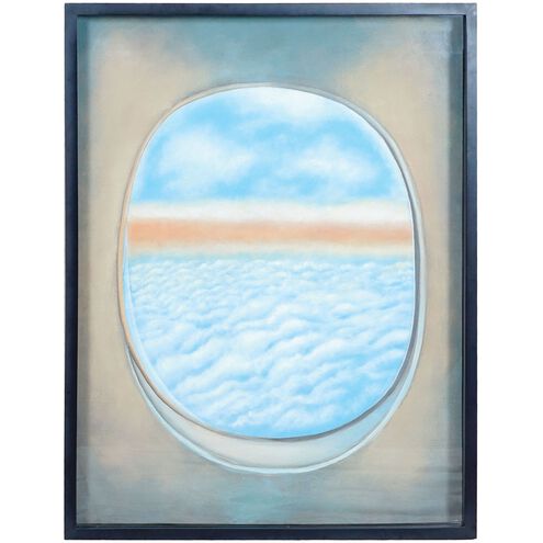 Plane Window I Light Blue with Gloss Black Framed Wall Art