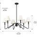 Yep Kennedy 29.75 inch 60.00 watt Natural Black Chandelier Ceiling Light in Ivory Linen