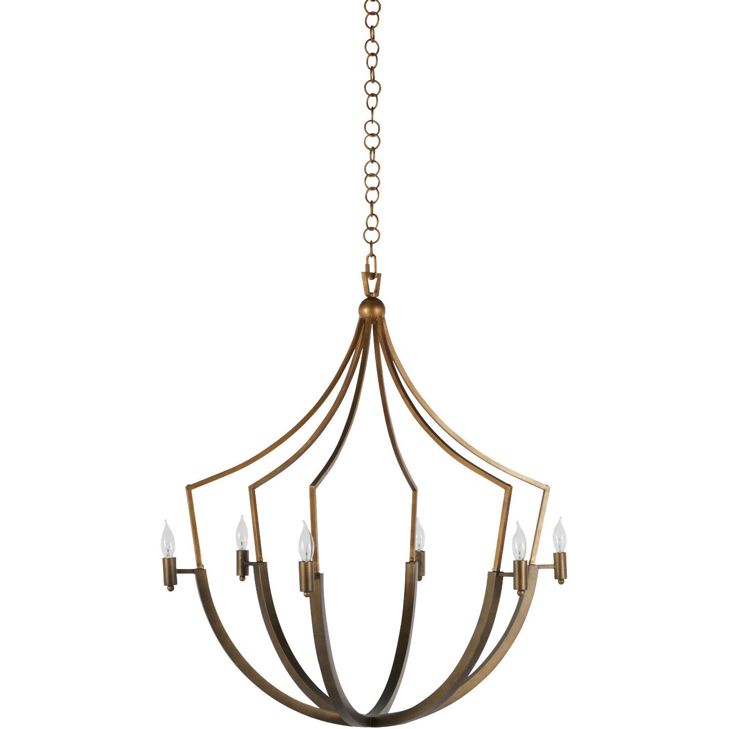 Skei 6 Light 36 inch Aged Brass / Clean Antique Gold Chandelier Ceiling Light