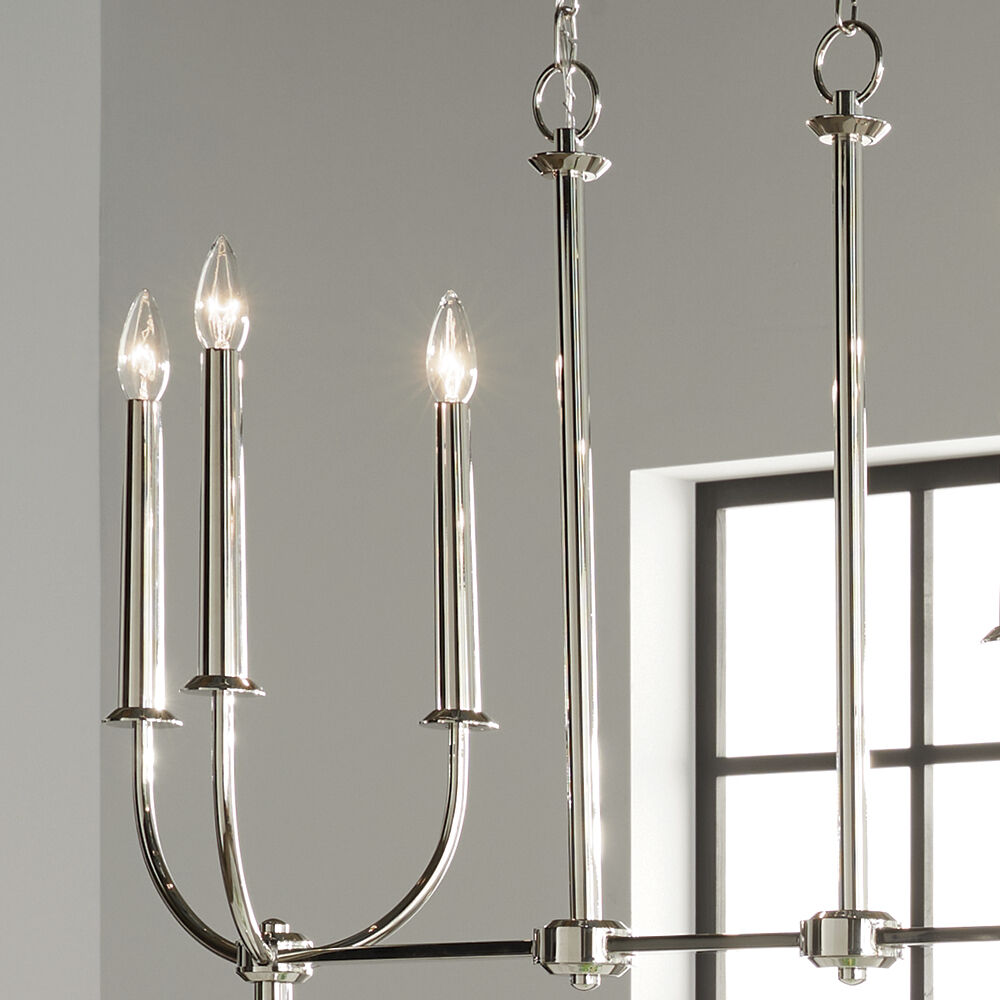 Florence 6 Light 10 inch Polished Nickel Chandelier Linear Ceiling Light
