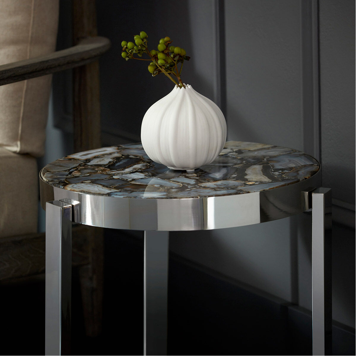Geodance 17 inch Nickel Side Table