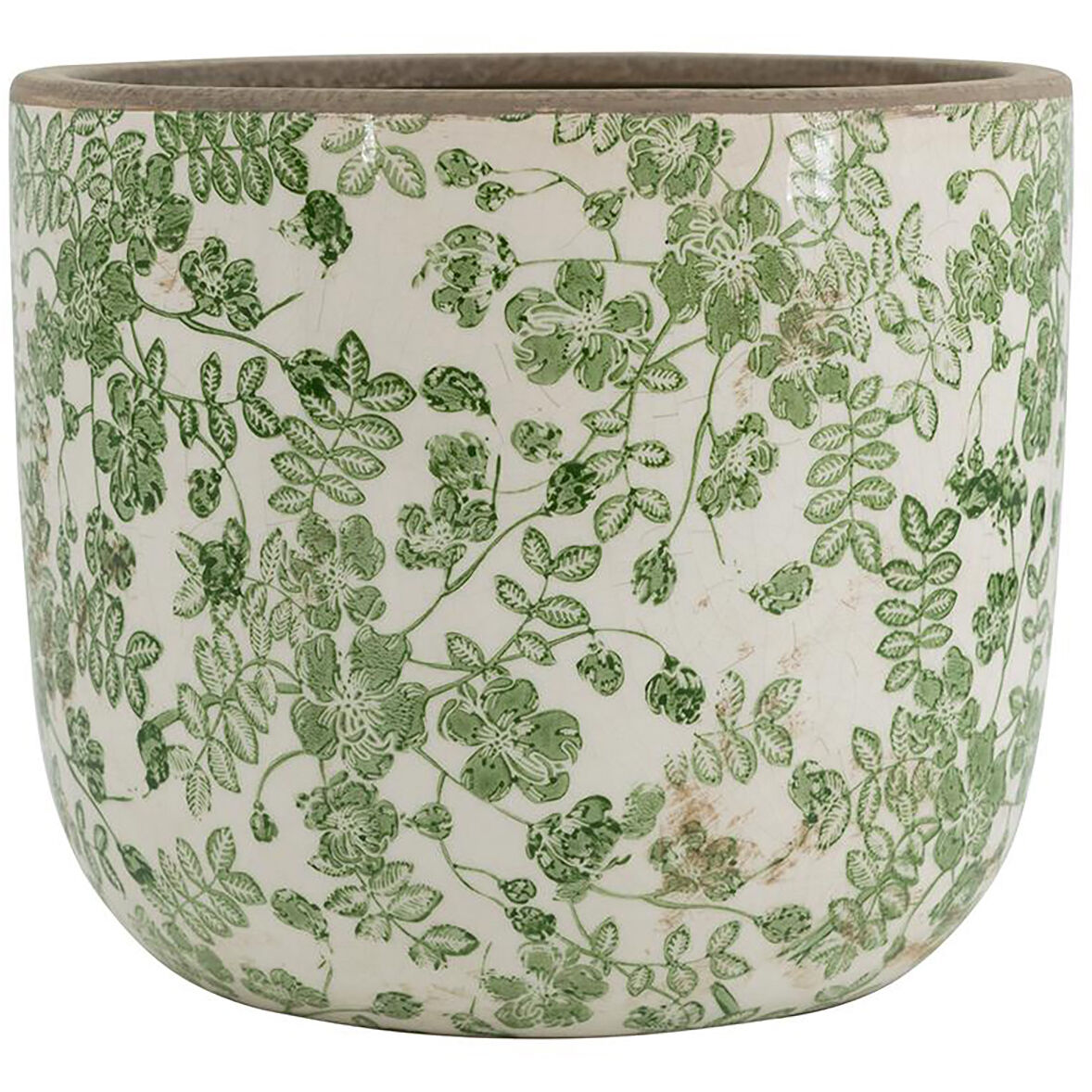 Flower Green and White Planter