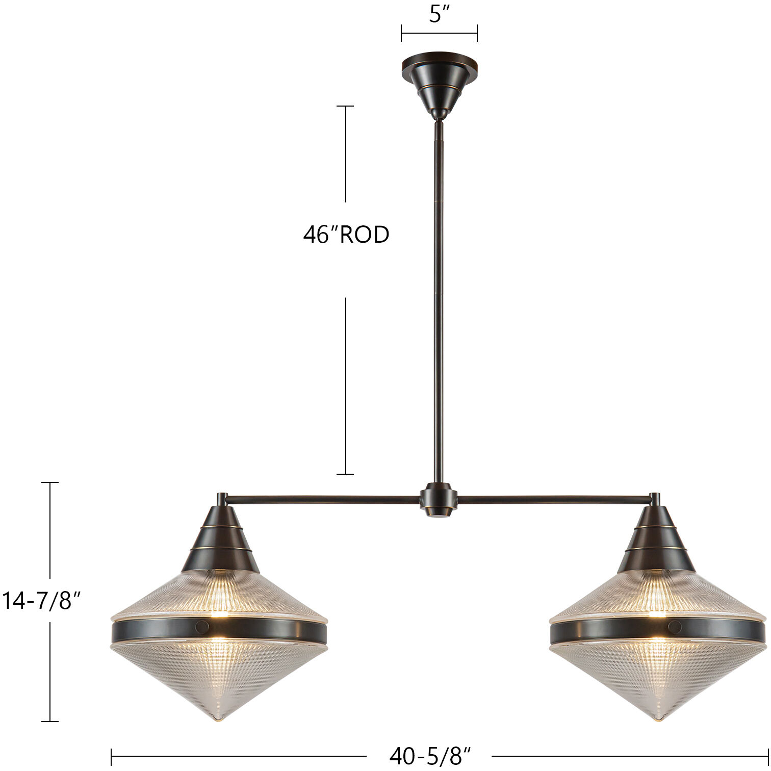 Willard 2 Light 40.63 inch Vintage Brass/Prismatic Glass Linear Pendant Ceiling Light in Clear Prismatic Glass