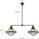 Willard 2 Light 40.63 inch Vintage Brass/Prismatic Glass Linear Pendant Ceiling Light in Clear Prismatic Glass