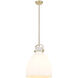 Newton Bell 1 Light 14 inch Champagne Bronze Pendant Ceiling Light in Matte White Glass