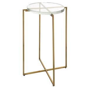 Star-crossed 24 X 16 inch Brushed Gold and Seeded Glass Accent Table