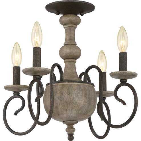 Castile 4 Light 18 inch Rustic Black Semi-Flush Mount Ceiling Light