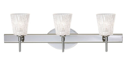 Nico 4 3 Light 23 inch Chrome Vanity Lighting Wall Light in Halogen, Glitter Stone Glass