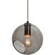 Maestro 1 Light Bronze Pendant Ceiling Light in Smoke Glass