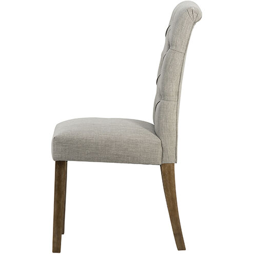 Tufted Back Natural Dining Chair in Smoke Gray