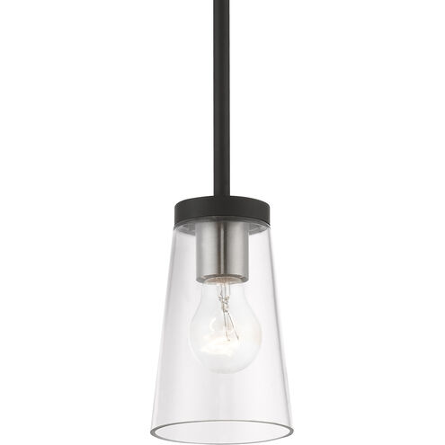 Cityview 1 Light 5 inch Black with Brushed Nickel Accents Mini Pendant Ceiling Light