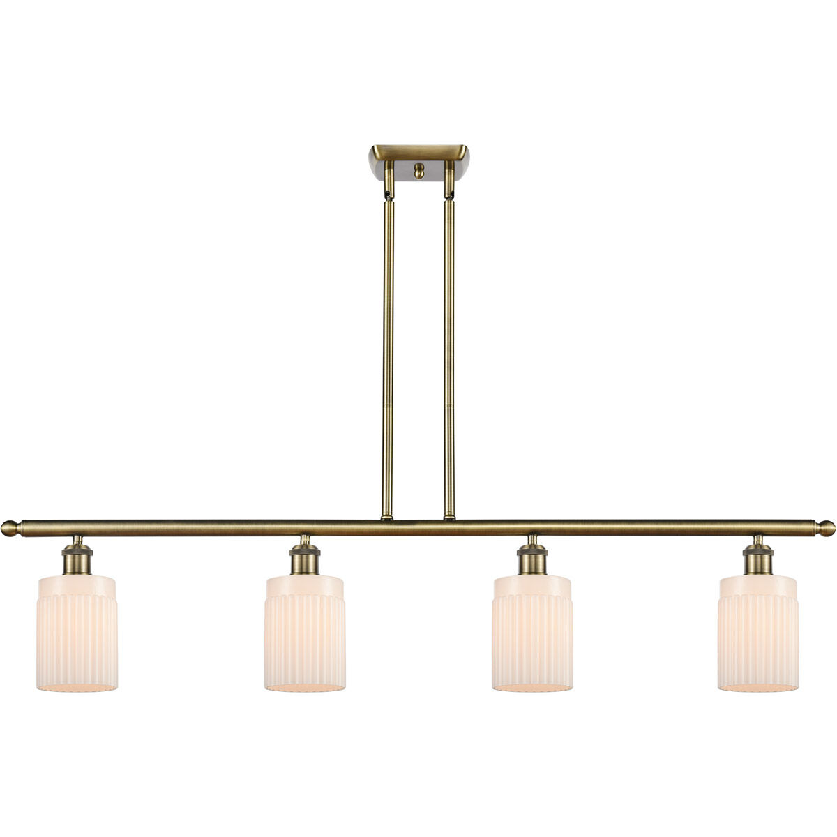 Ballston Hadley LED 48 inch Antique Brass Island Light Ceiling Light in Matte White Glass, Ballston
