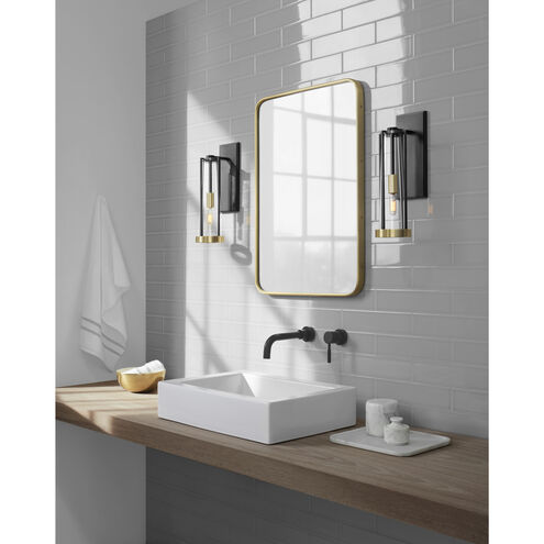Thomas O'Brien Calix 1 Light 4.5 inch Bronze and Brass Bracketed Bath Sconce Wall Light in Clear Glass, Bronze and Hand-Rubbed Antique Brass