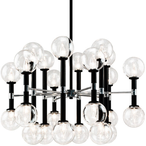 Stellar 24 Light 30 inch Black Chandelier Ceiling Light in Black and Clear