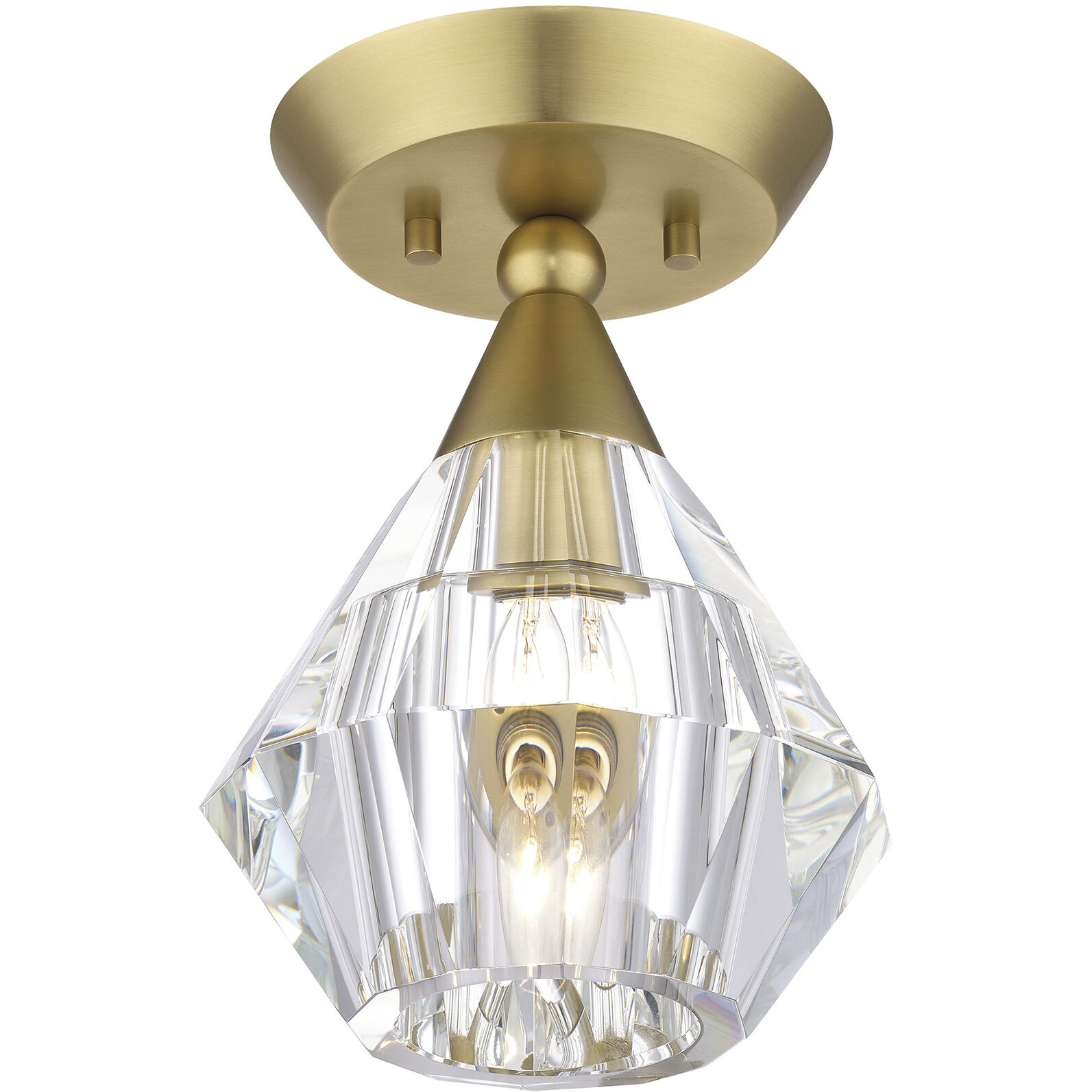 Brussels 1 Light 7 inch Natural Brass Crystal Semi-Flush Ceiling Light