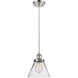 Ballston Large Cone 1 Light 8 inch Brushed Satin Nickel Mini Pendant Ceiling Light in Clear Glass, Ballston