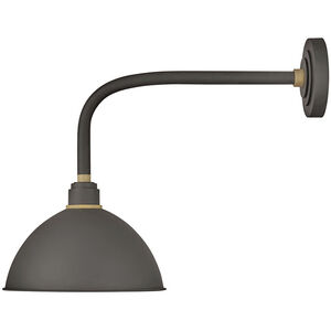 Foundry Dome LED 18.5 inch Museum Bronze with Brass Outdoor Barn Light, Straight Arm