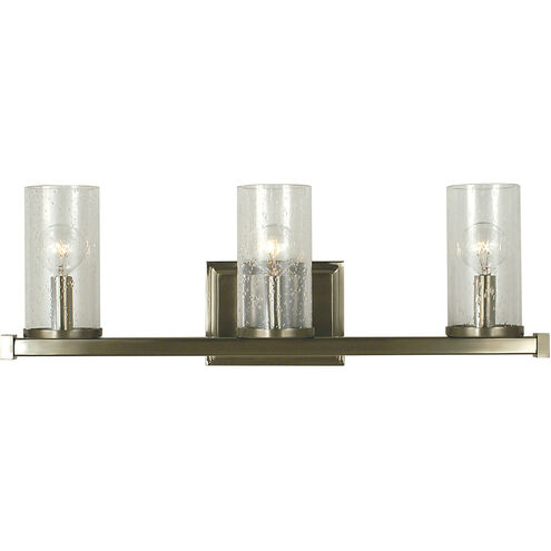 Compass 3 Light 22 inch Brushed Nickel with Frosted Glass Sconce Wall Light