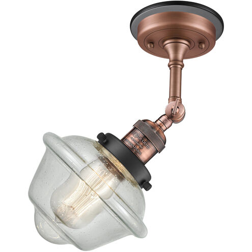 Franklin Restoration Small Oxford 1 Light 8 inch Antique Copper Sconce Wall Light in Seedy Glass