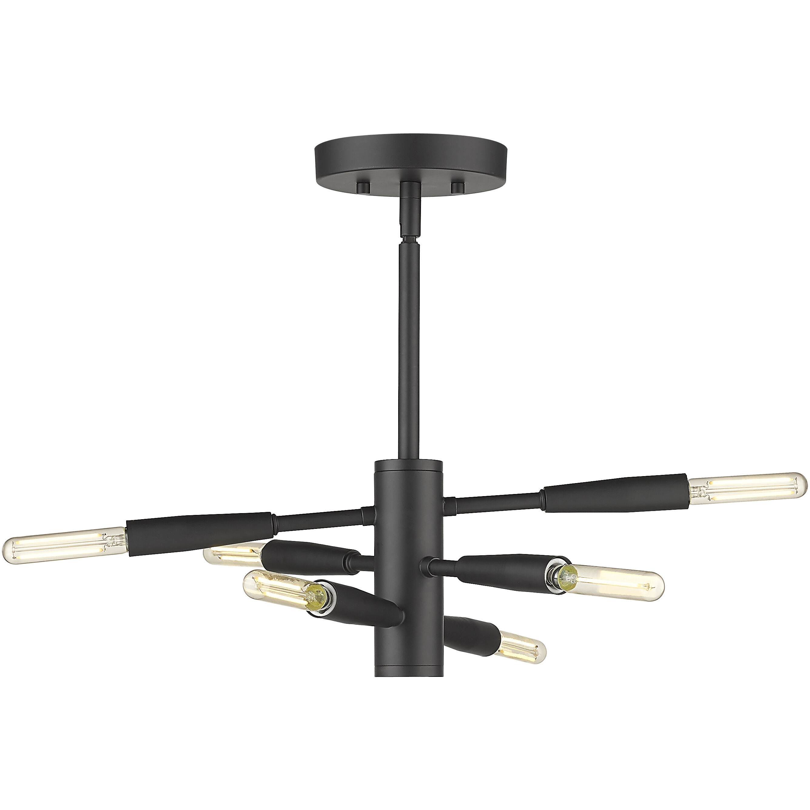 Ascension 6 Light 12.5 inch Matte Black Semi Flush Mount Ceiling Light