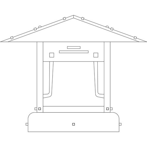 Pagoda 1 Light 7.5 inch Verdigris Patina Column Mount in Green-Red-Gold White Iridescent