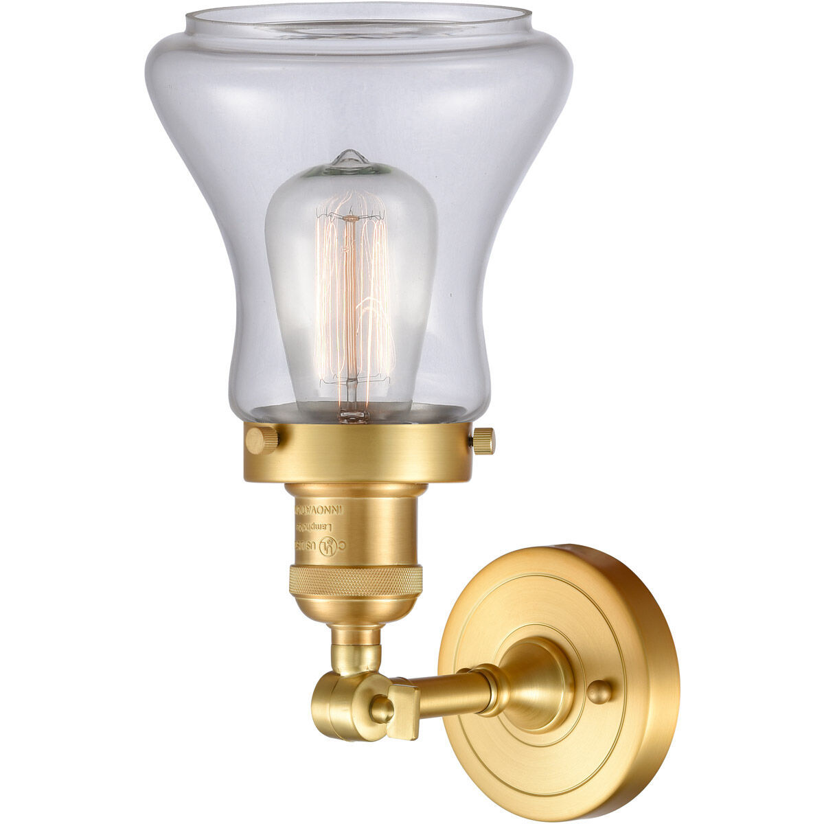 Franklin Restoration Bellmont LED 6.5 inch Satin Gold Sconce Wall Light in Clear Glass, Franklin Restoration