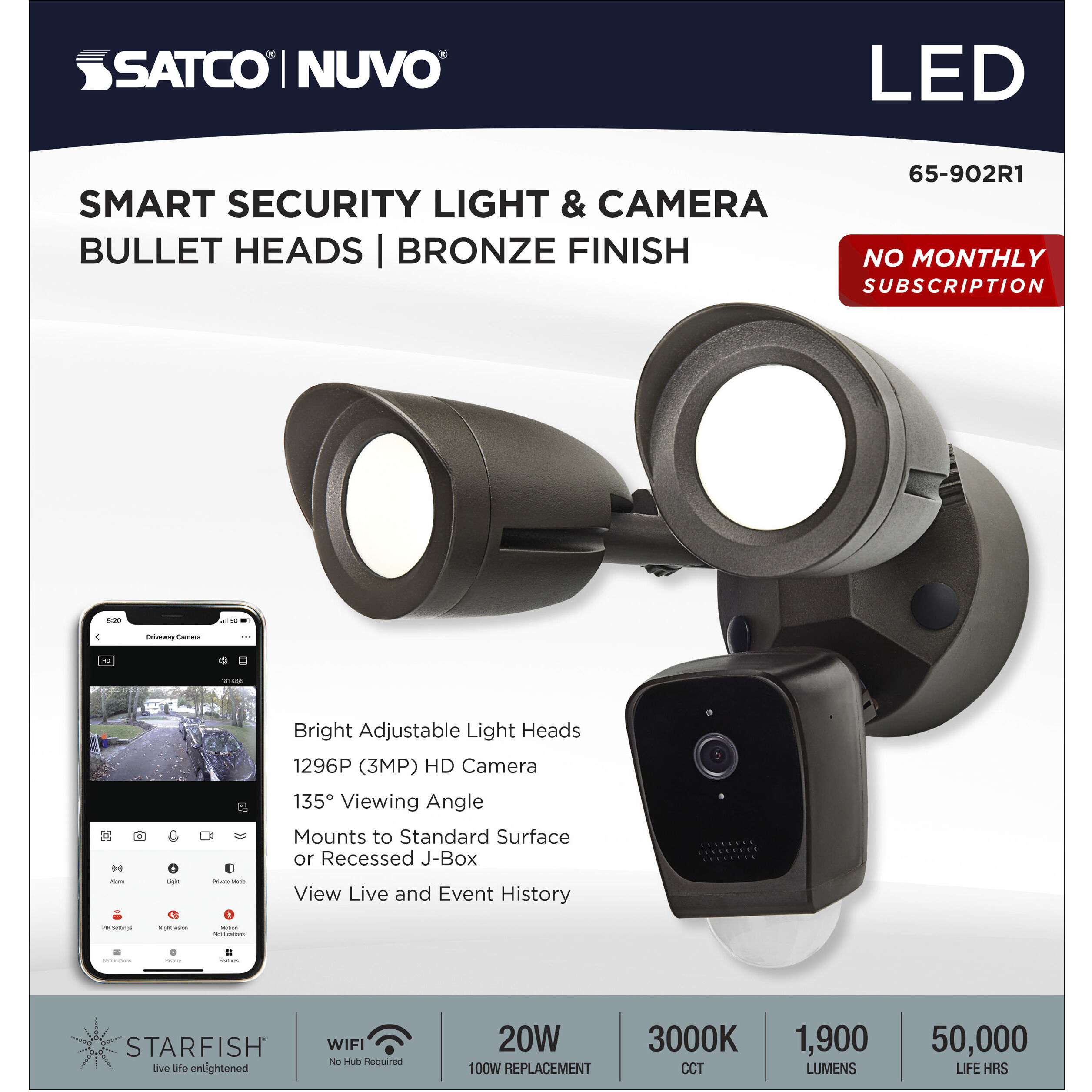 Starfish LED 8.46 inch Bronze Outdoor Security Light