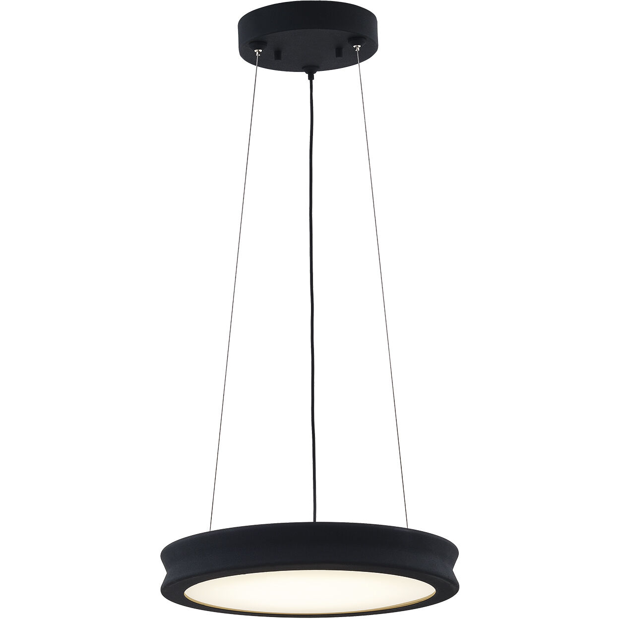 Fusion LED 12.5 inch Matte Black Textured Pendant Ceiling Light, Bevel Family