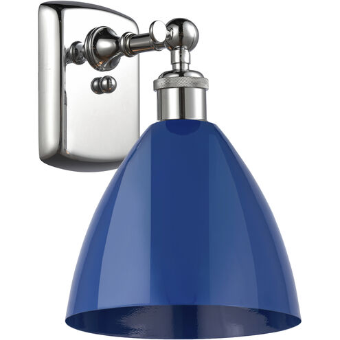 Ballston Plymouth Dome 1 Light 8 inch Polished Chrome Sconce Wall Light in Matte Blue