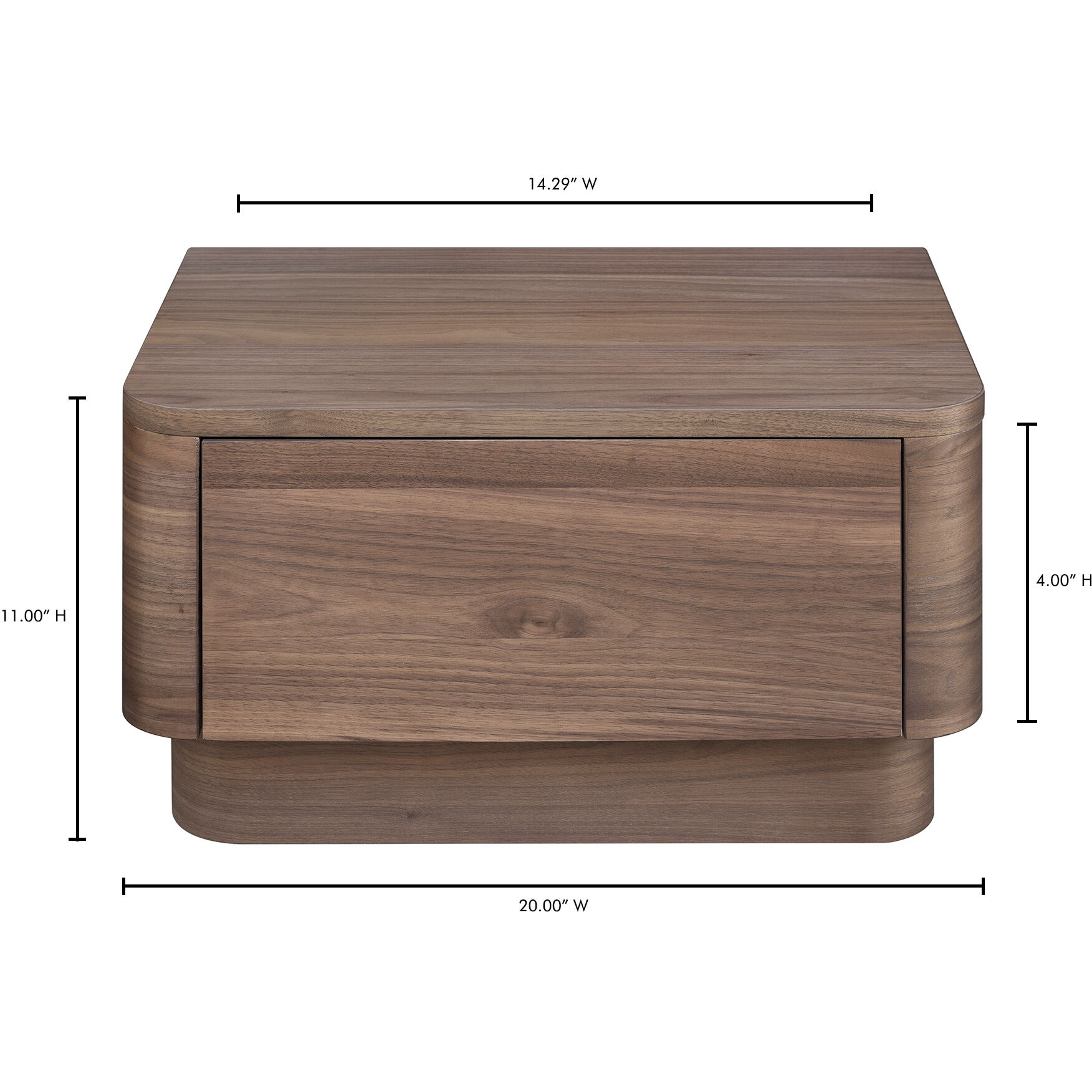 Round Off 20 X 15 inch Brown Nightstand