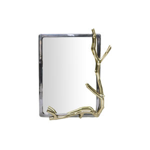 Rectangular 37 X 30 inch Polished Gold And Black Nickel Wall Mirror