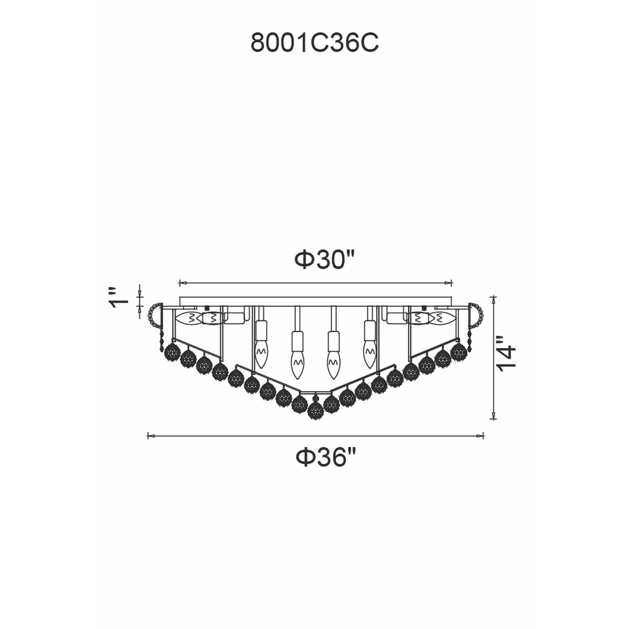 Empire 20 Light 36 inch Chrome Flush Mount Ceiling Light