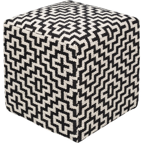 Ryder 18 inch Black Pouf, Cube