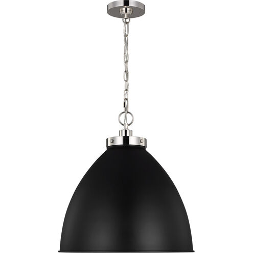 C&M by Chapman & Myers Wellfleet 1 Light 17.5 inch Midnight Black and Polished Nickel Pendant Ceiling Light in Midnight Black / Polished Nickel