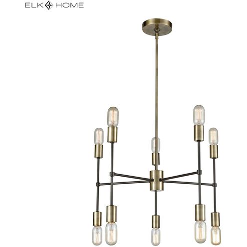 Up Down Century 10 Light 24 inch Antique Brass with Oil Rubbed Bronze Chandelier Ceiling Light