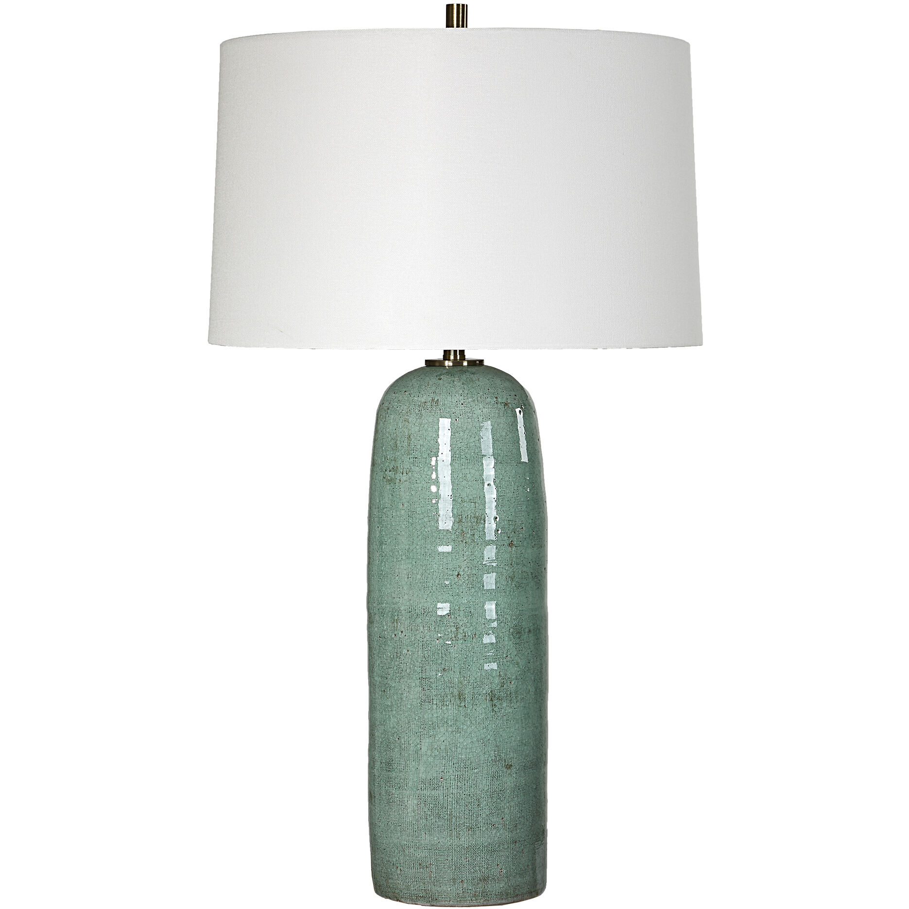 Andale 30.25 inch 150 watt Crackled Teal Ceramic and Plated Antique Brass Table Lamp Portable Light