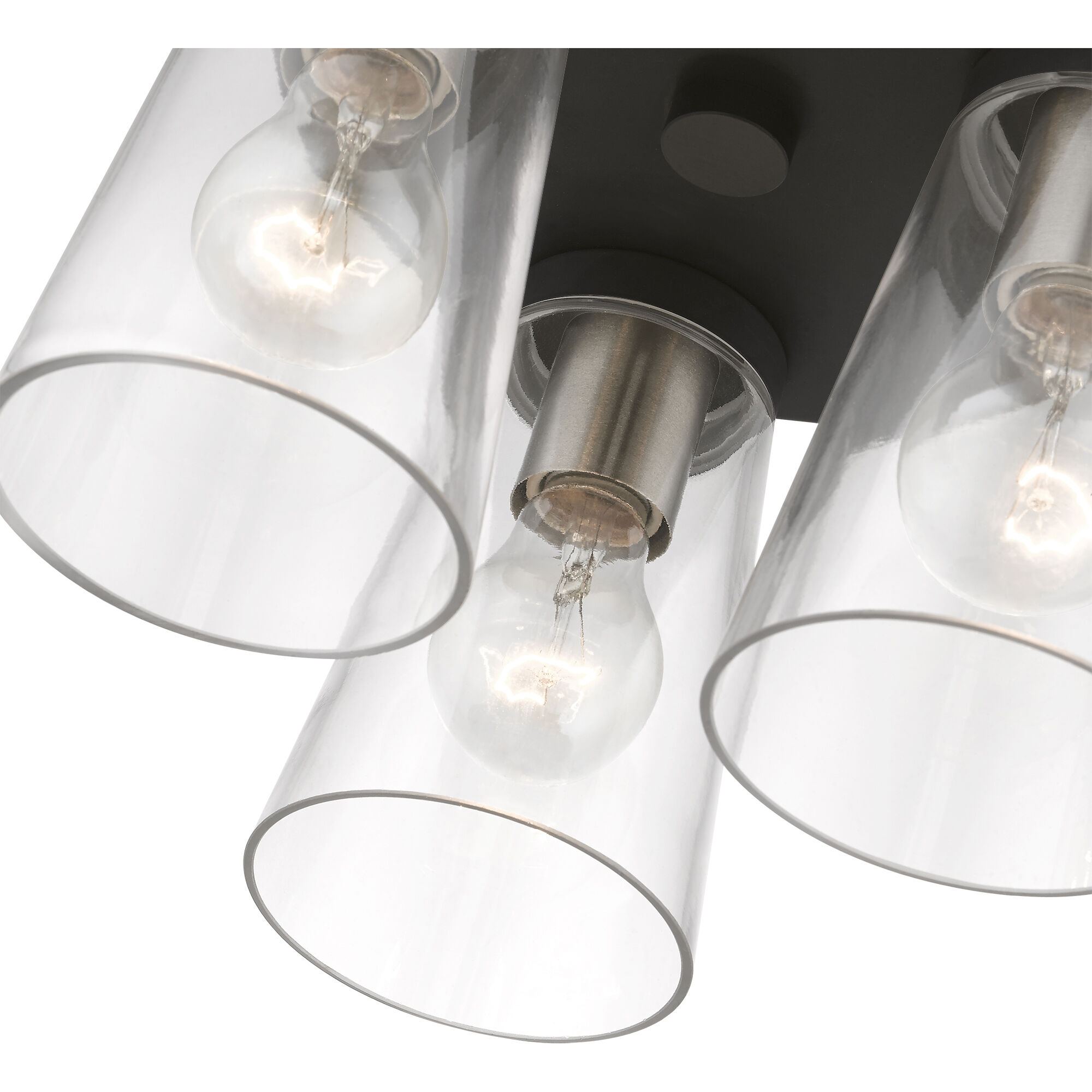 Cityview 3 Light 11 inch Black with Brushed Nickel Accents Flush Mount Ceiling Light, Large