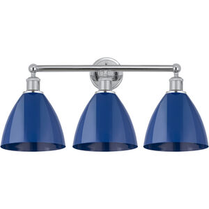 Edison Plymouth Dome 3 Light 26 inch Polished Chrome Bath Vanity Light Wall Light in Blue