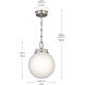 Andorra 1 Light Polished Nickel Pendant Ceiling Light