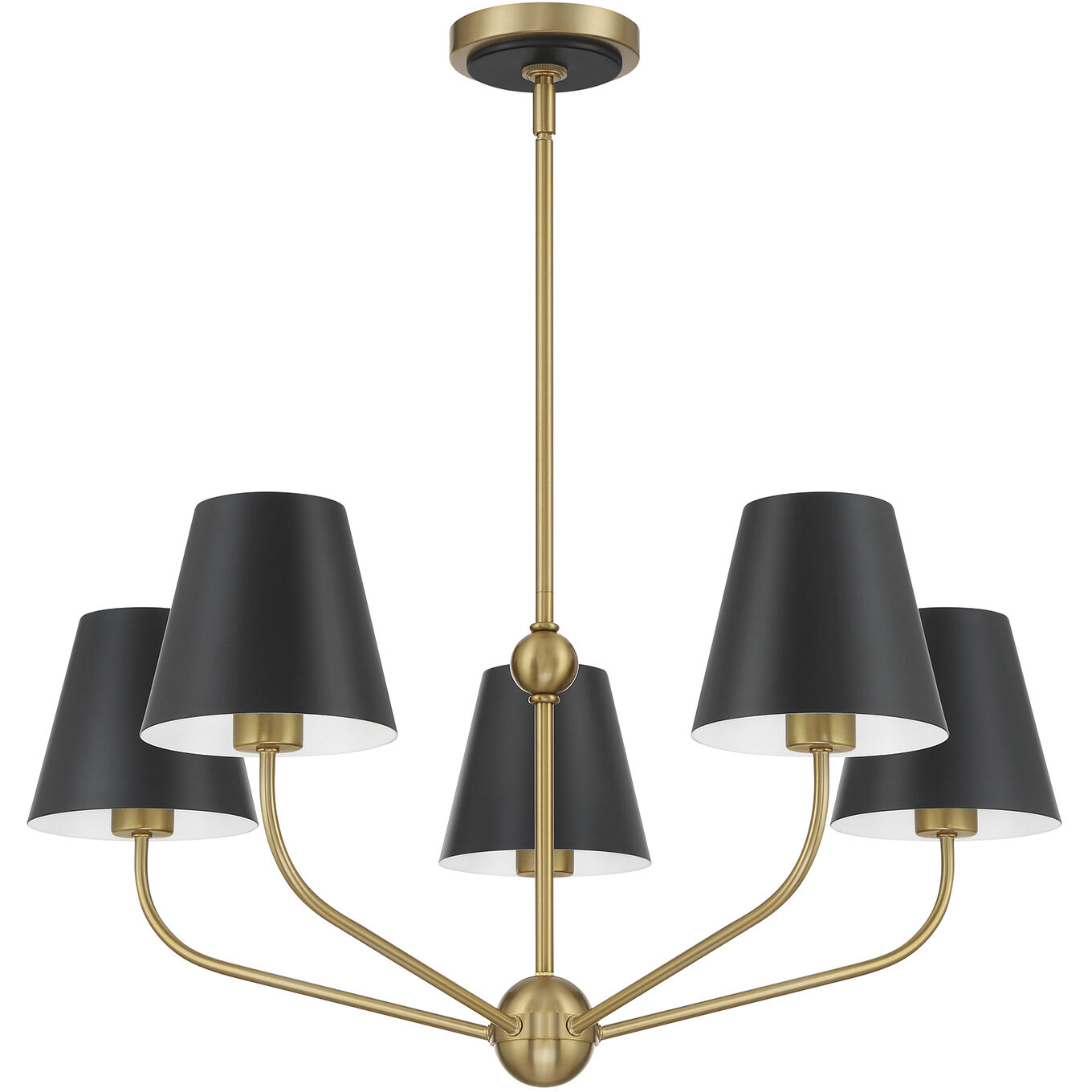 Xavier 5 Light 28 inch Vibrant Gold Chandelier Ceiling Light in Vibrant Gold and Matte Black