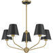 Xavier 5 Light 28 inch Vibrant Gold and Matte Black Chandelier Ceiling Light