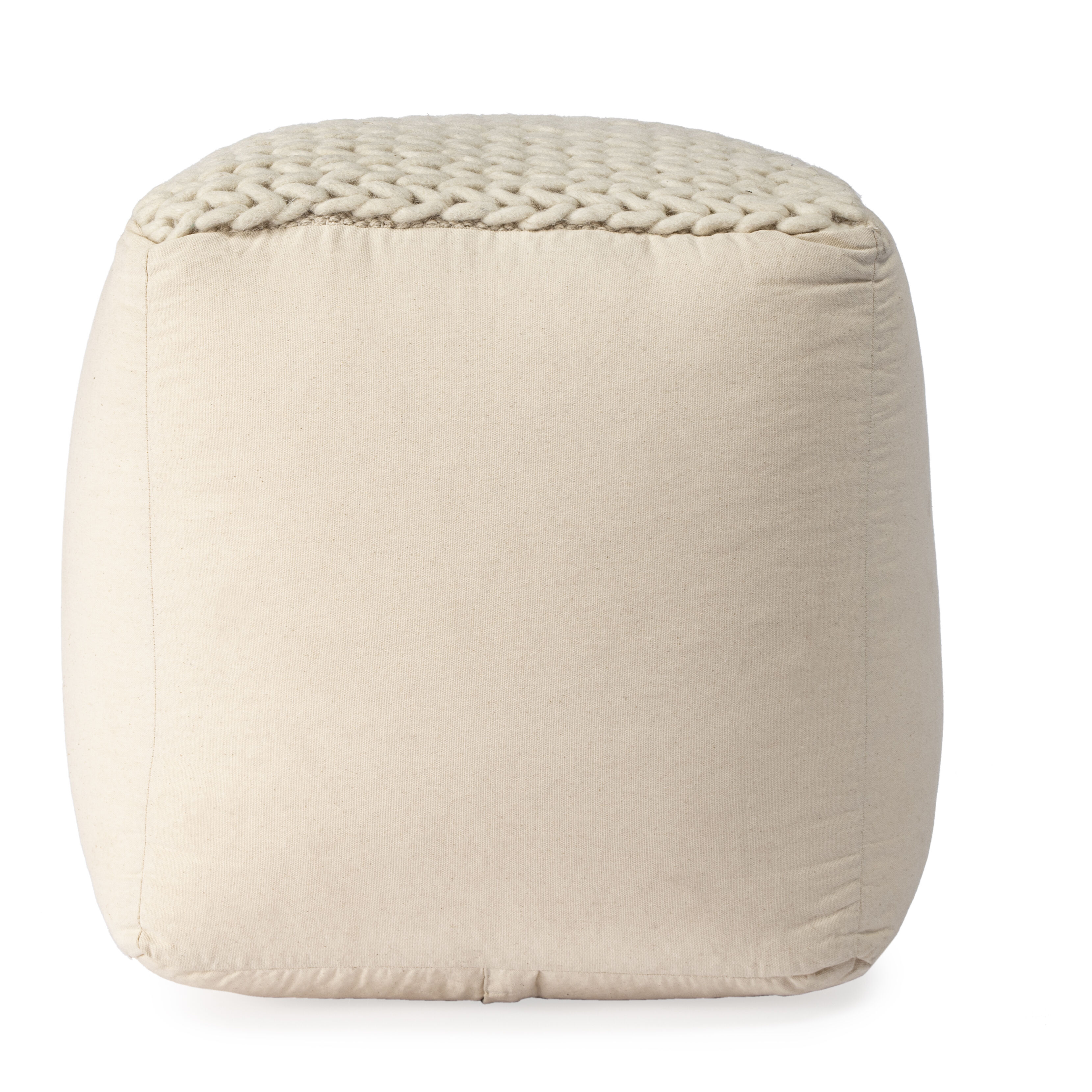 Fernandos Woven Pouffe in Cream,Ivory