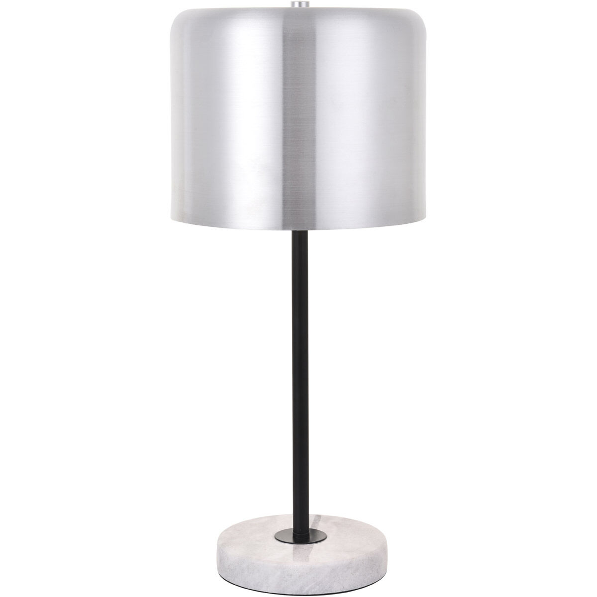 Exemplar 21 inch 40 watt Brushed Nickel and Black with White Marble Table lamp Portable Light in Burnished Nickel