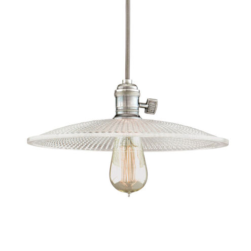 Heirloom 1 Light 10 inch Historic Nickel Pendant Ceiling Light in Ribbed Clear Glass, GS4, No